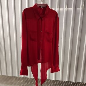 Vince Camuto Vibrant Red Button-Down Blouse